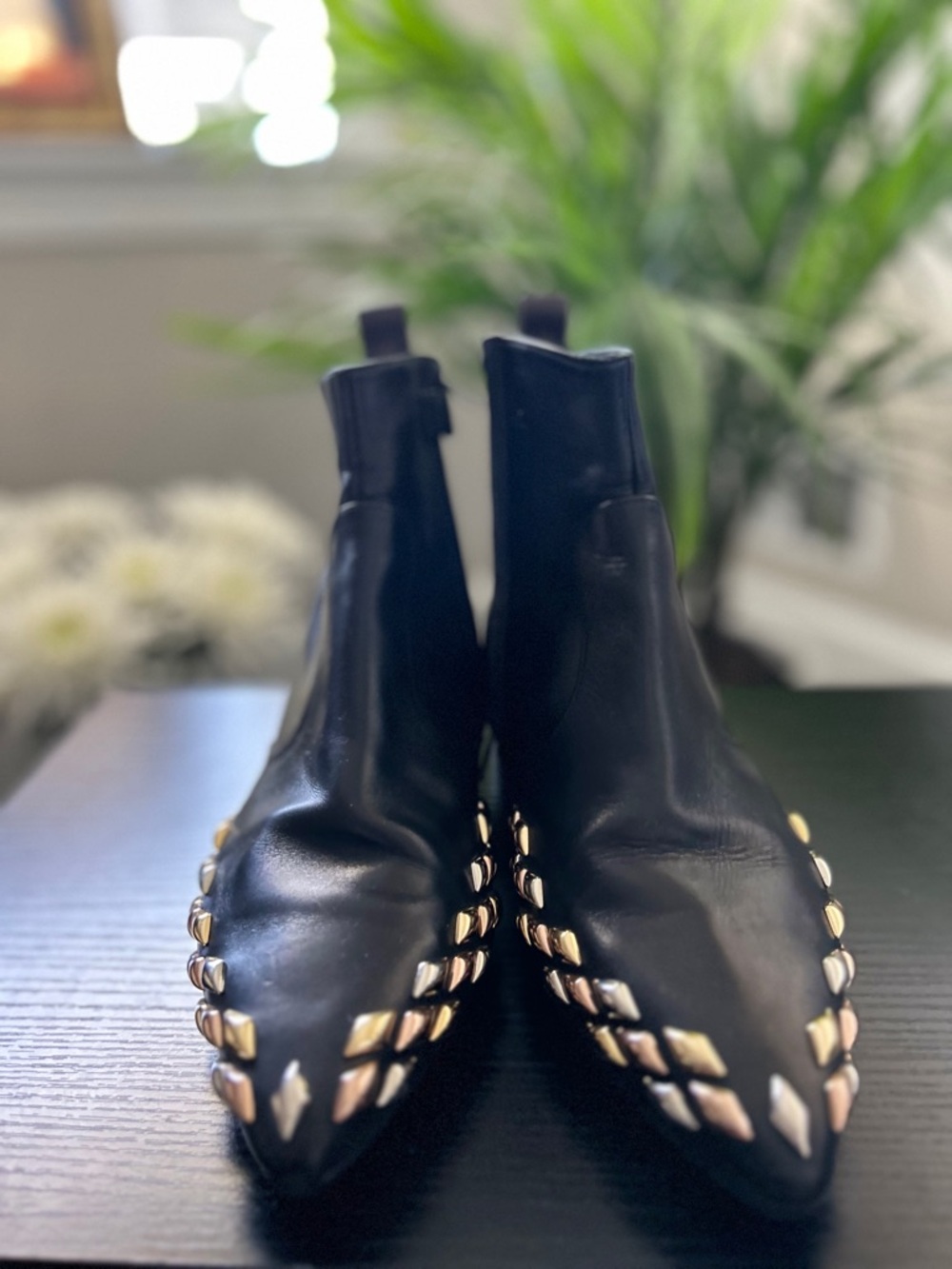 Louis Vuitton Black Leather Studded Ankle Boots  – Size 39 - Picture 2 of 15